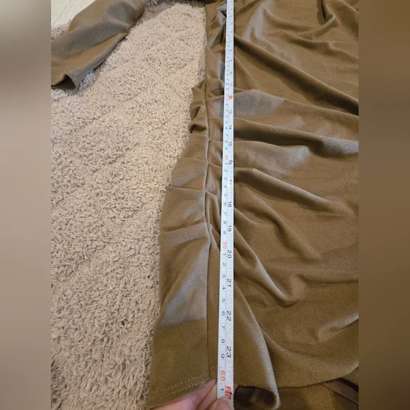 Abercrombie & Fitch Vol 28 Rouched Mini Dress | Taupe | Size M - Picture 10 of 11